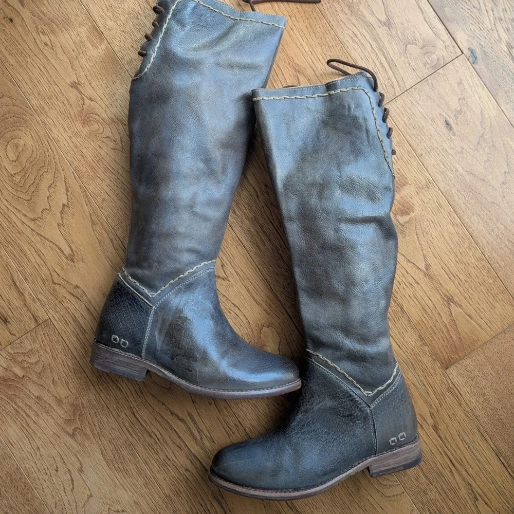 Bed Stu Manchester‎ Tall Boots Brown Distressed Leather Womens 7 Lace Up Western